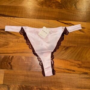 Intimately‎ Free People Thong Panty L Mauve Chai Chocolate Lace Floral NWT lace